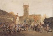 William Henry Pyne The Pig Market,Bedford with a View of St Mary's Church (mk47) oil painting reproduction
